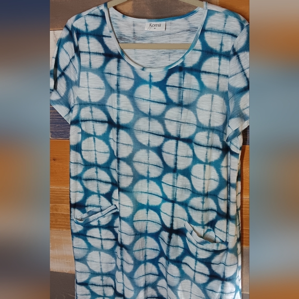 Komil T-shirt Dress M Blue Tie-Dye - Picture 2 of 6